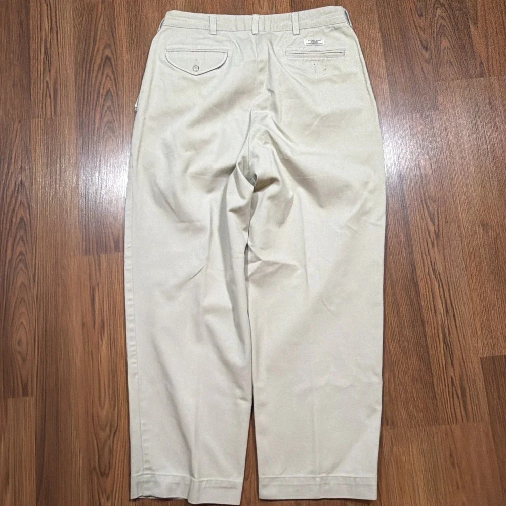 Polo Ralph Lauren Hammond Pants Mens 32x27 Light Khaki Color Cuffed Pleated